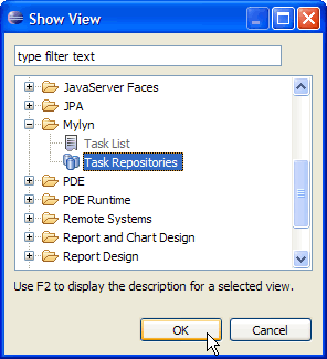 Choose Mylyn > Task Repositories view