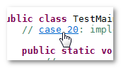 Mouse pointer hovering above highlighted case link